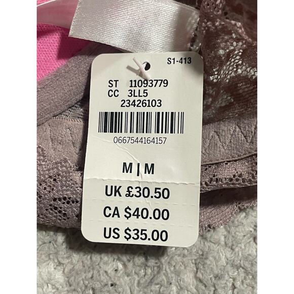 NWT Victorias Secret PINK Lace Bralette Bra Womens Size Medium Taupe 11093779 - Picture 2 of 7